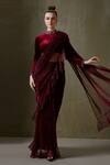 Buy Namrata Joshipura Wine Velvet And Shimmer Pleated Hand Jewel Cluster Pre-draped Saree Set Online at Aza Fashions Buy_Namrata Joshipura_Wine Velvet And Shimmer Pleated Hand Jewel Cluster Pre-draped Saree Set _Online_at_Aza_Fashions