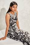 Buy_Namrata Joshipura_Black Georgette Hand Embellished Floral Eden Scallop Overlapped Jumpsuit_Online_at_Aza_Fashions