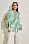 Buy Namrata Joshipura Green Georgette Hand Embellished Aster Striped Double Layer Top Online at Aza Fashions Buy_Namrata Joshipura_Green Georgette Hand Embellished Aster Striped Double Layer Top _Online_at_Aza_Fashions