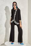 Buy Namrata Joshipura Black Moss Crepe Hand Embellished Floral Wisteria Overlap Top And Pant Co-ord Set Online at Aza Fashions Buy_Namrata Joshipura_Black Moss Crepe Hand Embellished Floral Wisteria Overlap Top And Pant Co-ord Set_Online_at_Aza_Fashions