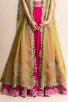 Buy_Nupur Kanoi_Fuchsia Organza- Georgette Embroidery Lehenga Set With Contrast Cape For Women_Online_at_Aza_Fashions