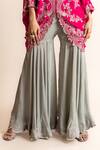 Buy_Nupur Kanoi_Fuchsia Crepe Hand Embroidery Mirror Short Tunic And Bias Gharara Set _Online_at_Aza_Fashions