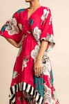 Buy_Nupur Kanoi_Magenta Crepe Digital Print Floral Pattern V Neck Hanki Flower Dress  _Online_at_Aza_Fashions