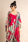 Buy_Nupur Kanoi_Magenta Jacket Crepe Digital Print Floral Flower Kite And Sack  _Online_at_Aza_Fashions