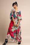 Buy_Nupur Kanoi_Magenta Crepe Digital Print Floral Pattern V Neck Floret Wrap Dress  _Online_at_Aza_Fashions