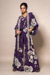 Nupur Kanoi_Purple Crepe Digital Print Floral Balloon Top And A-line Pant Set  _Online_at_Aza_Fashions