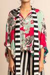 Shop_Nupur Kanoi_Magenta Crepe Digital Print Striped And Floral Balloon Top & Pyjama Set  _Online_at_Aza_Fashions