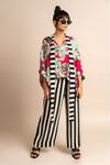 Nupur Kanoi_Magenta Crepe Digital Print Striped And Floral Balloon Top & Pyjama Set  _Online_at_Aza_Fashions