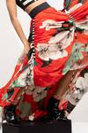 Nupur Kanoi_Orange Crepe Digital Print Striped And Floral Bustier & Skirt Set  _Online_at_Aza_Fashions