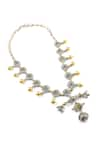 Noor_Silver Plated Stone Oxidized Dual Statement Chain Pendant Necklace _Online_at_Aza_Fashions