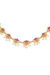 Zariin Pink Enamelled Lotus Silk Delicate Collar Necklace Online at Aza Fashions Zariin_Pink Enamelled Lotus Silk Delicate Collar Necklace _Online_at_Aza_Fashions