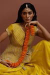 Neha Poddar Yellow Jacket Organza Embroidery Dori Round Chevron And Sharara Set Online at Aza Fashions Neha Poddar_Yellow Jacket Organza Embroidery Dori Round Chevron And Sharara Set _Online_at_Aza_Fashions