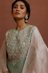 Neha Poddar Blue Organza, Silk Embroidery, Pearls, Sequins Floral Short Kurta Sharara Set Online at Aza Fashions Neha Poddar_Blue Organza, Silk Embroidery, Pearls, Sequins Floral Short Kurta Sharara Set _Online_at_Aza_Fashions