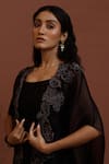Neha Poddar Black Cape Organza And Dress Summer Silk Embroidery Bead & Thread Border With Online at Aza Fashions Neha Poddar_Black Cape Organza And Dress Summer Silk Embroidery Bead & Thread Border With _Online_at_Aza_Fashions