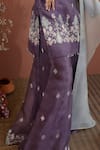 Neha Poddar_Purple Short Kurta Organza Embroidery Mirror Round Applique Work Sharara Set _Online_at_Aza_Fashions