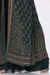 Shop_Nakul Sen_Green Chiffon Embroidery, Cut Work Mandarin Collar Cutdana Jacket Palazzo Set _Online_at_Aza_Fashions