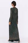 Shop_Nakul Sen_Green Chiffon Embroidery, Cut Work Mandarin Collar Cutdana Jacket Palazzo Set 