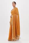 Nakul Sen_Orange Chiffon Embroidered Cutdana Plunge Neck Saree With Blouse _Online_at_Aza_Fashions