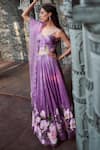 NEHA SAXENA_Purple Modal Silk Hand Painted Embroidered Corset Top Lehenga Set  _Online_at_Aza_Fashions