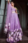 Buy_NEHA SAXENA_Purple Modal Silk Hand Painted Embroidered Corset Top Lehenga Set  _Online_at_Aza_Fashions