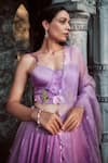 NEHA SAXENA_Purple Modal Silk Hand Painted Embroidered Corset Top Lehenga Set  _at_Aza_Fashions