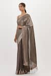 Nakul Sen_Grey Chiffon Embroidered Sequin Scoop Neck Saree With Blouse _Online_at_Aza_Fashions