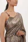 Buy_Nakul Sen_Grey Chiffon Embroidered Sequin Scoop Neck Saree With Blouse _Online_at_Aza_Fashions