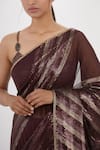 Shop_Nakul Sen_Maroon Chiffon Embroidered Sequin Round Work Saree With Blouse _Online_at_Aza_Fashions