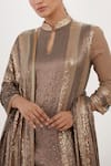 Nakul Sen_Grey Chiffon Embroidered Sequin Mandarin Collar Kurta Sharara Set  _at_Aza_Fashions