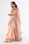 Nakita Singh_Pink Satin Silk Embroidered Thread And Sequin Floral Saree & Blouse Set  _Online_at_Aza_Fashions