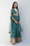 Nadima Saqib_Green Zari Jacquard Chanderi Embroidery Mirror V Resham And Anarkali _Online_at_Aza_Fashions