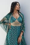 Shop_Nadima Saqib_Green Zari Jacquard Chanderi Embroidery Mirror V Resham And Anarkali _Online_at_Aza_Fashions