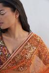 Shop_Nadima Saqib_Orange Blouse Silk Embroidery Dori V Lucknowi Quatrefoil Lehenga Set _Online_at_Aza_Fashions