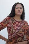 Nadima Saqib_Brown Organza Floral Mandala Print Saree_Online_at_Aza_Fashions
