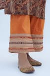 Nadima Saqib_Orange Dupion Placement Embroidery Abla Hem Pant _Online_at_Aza_Fashions