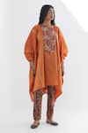 Buy_Nadima Saqib_Orange Tissue Embroidered Zardosi Round And Mirror Tunic _at_Aza_Fashions