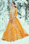 Sahil Kochhar_Yellow Organza Embroidered Floral Pattern Nagruk Bridal Lehenga Set  _Online_at_Aza_Fashions