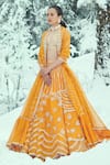 Buy_Sahil Kochhar_Yellow Organza Embroidered Floral Pattern Nagruk Bridal Lehenga Set  _Online_at_Aza_Fashions