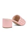 Shop_Vanilla Moon_Pink Brooches Natty Leather Broad Weave Pattern Mules_Online_at_Aza_Fashions