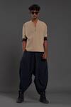 MATI_Blue 100% Cotton Plain Baggy Pant _Online_at_Aza_Fashions