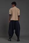 MATI_Blue 100% Cotton Plain Baggy Pant _at_Aza_Fashions