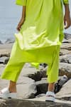 MATI_Green 100% Cotton Plain Low Crotch Neon Pant _Online_at_Aza_Fashions