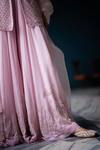 Shop_Label Nimbus_Pink Georgette Hand Embroidered Salli V Neck Peplum Kurta Sharara Set_Online_at_Aza_Fashions