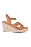 Vanilla Moon_Brown Nina Leather Braided Strap Wedges_Online_at_Aza_Fashions