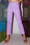 Nirmooha_Purple Denim Rivet Detail Pant _at_Aza_Fashions