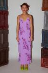 Buy_Nirmooha_Purple Micro Embroidery Floral Plunge V Slit Dress _Online_at_Aza_Fashions