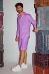 Nirmooha_Purple Linen Shorts _Online_at_Aza_Fashions