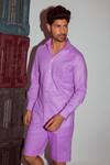 Buy_Nirmooha_Purple Linen Shorts _Online_at_Aza_Fashions