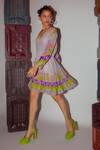 Nirmooha_Multi Color Georgette Lurex And Embroidery Geometric & Tie-up Dress _Online_at_Aza_Fashions