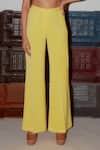 Shop_Nirmooha_Yellow Micro Embroidery Cording Linear Detail Flared Pant _Online_at_Aza_Fashions